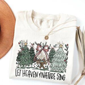 Let Heaven And Nature Sing Shirt, Christmas Tree Tee, Christian Chrisstmas Shirt